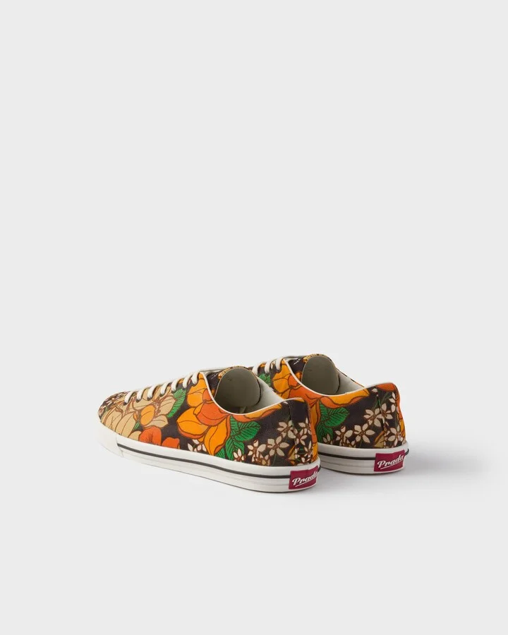Laced floral print canvas sneakers - Image 5