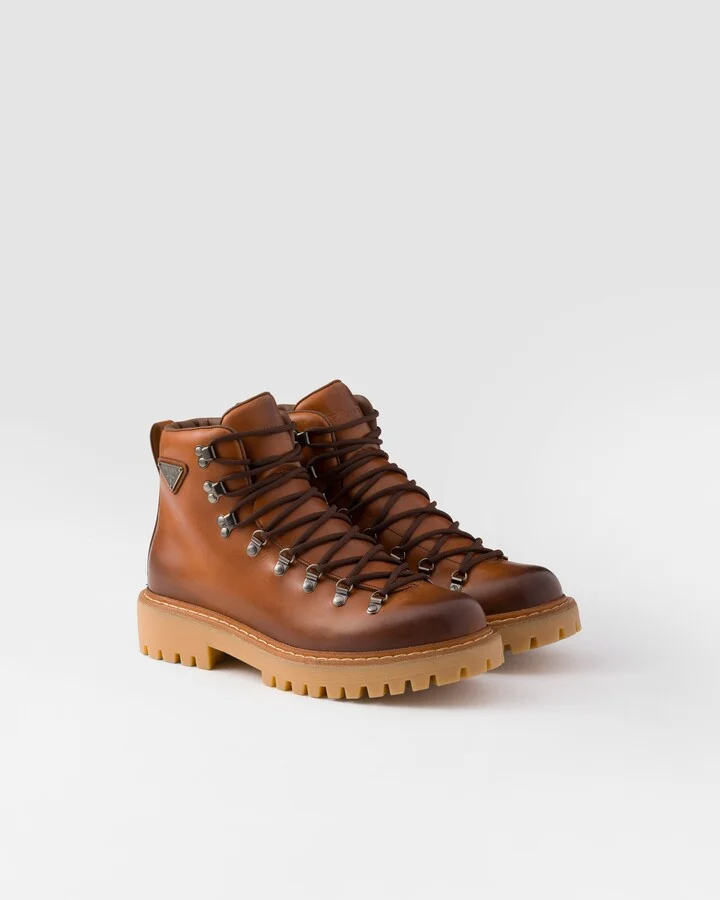 Laced leather booties