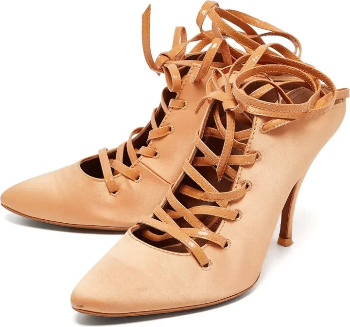Laced Leather Heeled Pumps - Image 3