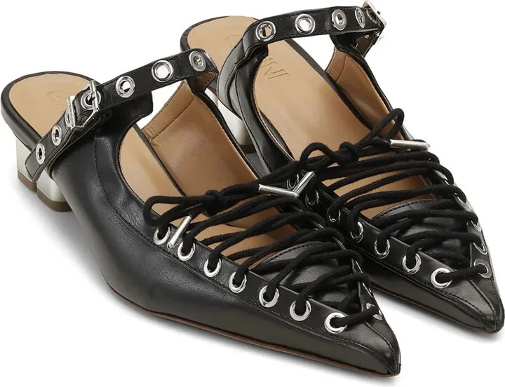 Laced Leather Mules - Image 2
