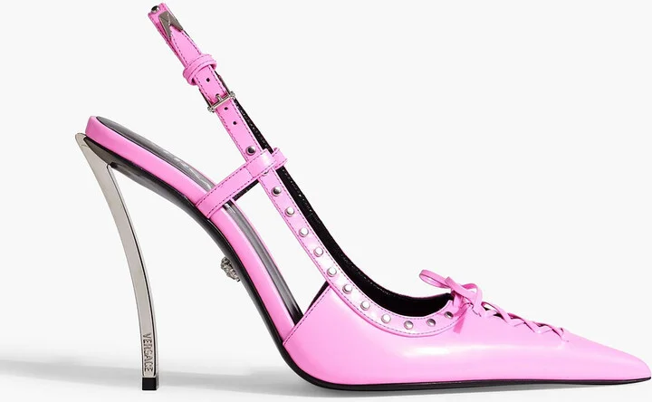 Laced Pin-Point leather slingback pumps