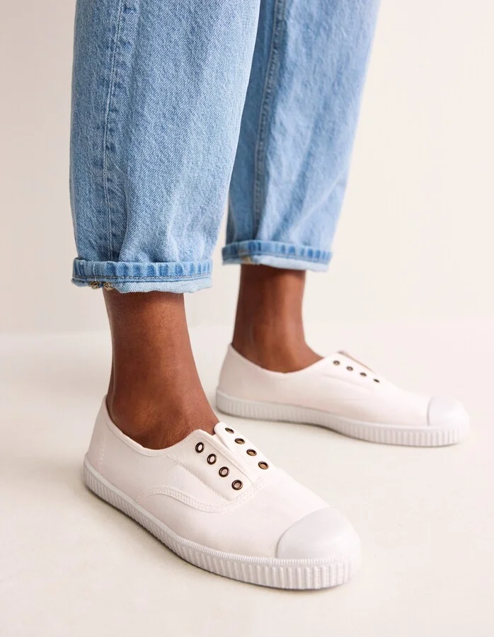 Laceless Canvas Plimsoll, Ivory - Image 2