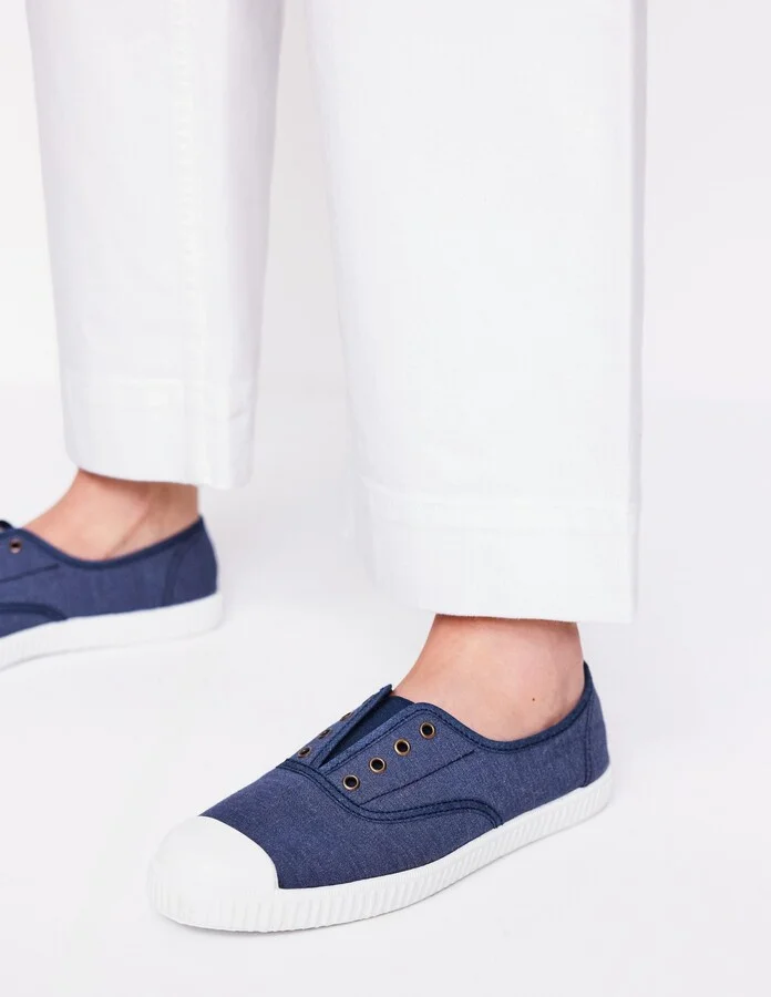 Laceless Canvas Plimsoll, Ivory - Image 3