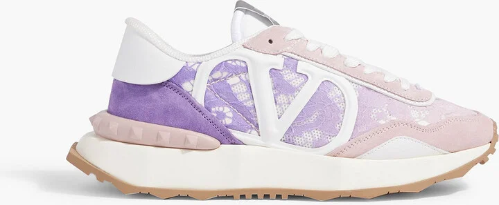 Lacerunner mesh, lace and suede sneakers
