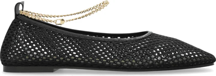 Lacework Ballet Flats, , - Black
