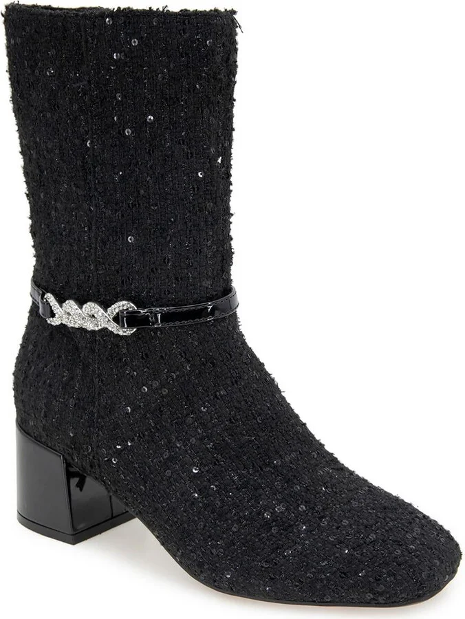 Lacey Jewel Bootie Womens Zipper Textured Mid-Calf Boots