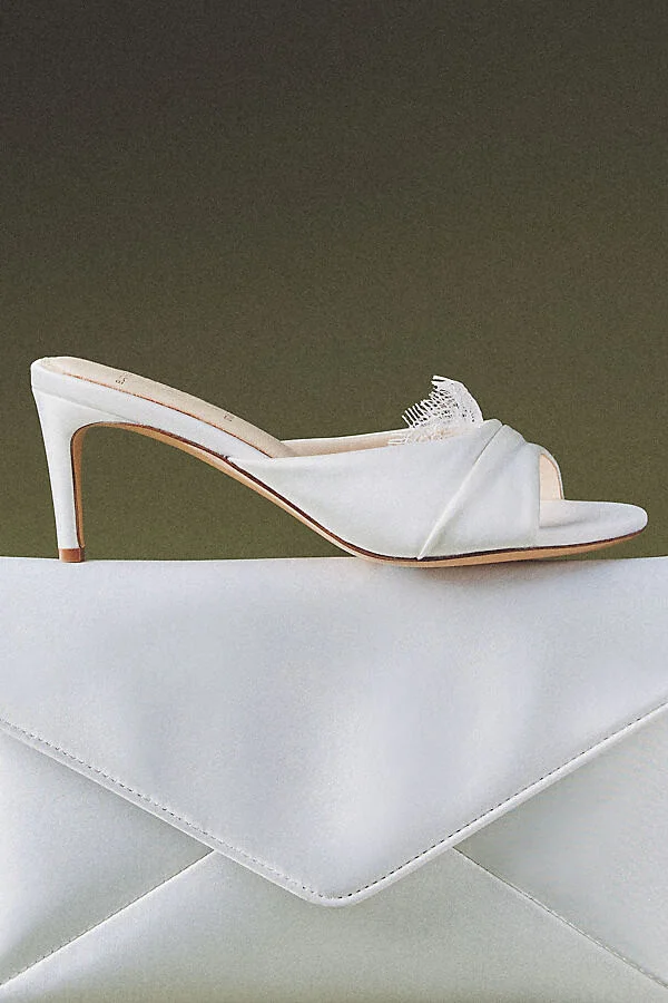 Lacey Ruched Satin Mule Heels - Image 4