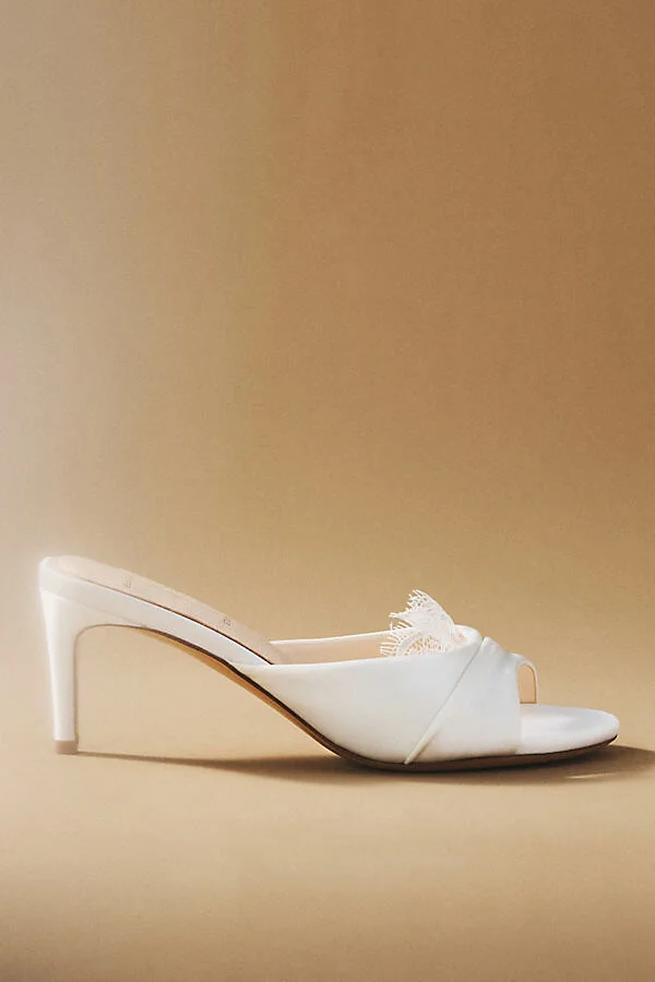 Lacey Ruched Satin Mule Heels