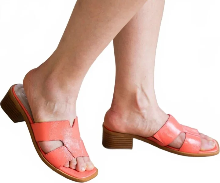 Lack Rojo Heeled Sandals In Coral Patent