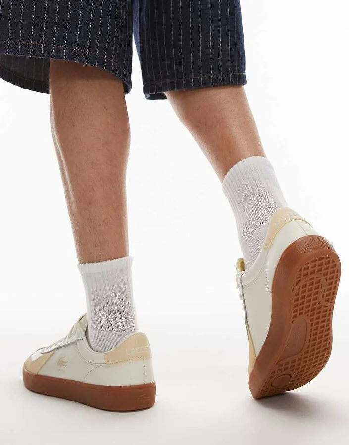 Lacoste baseshot pro sneakers in tonal beige - Image 4