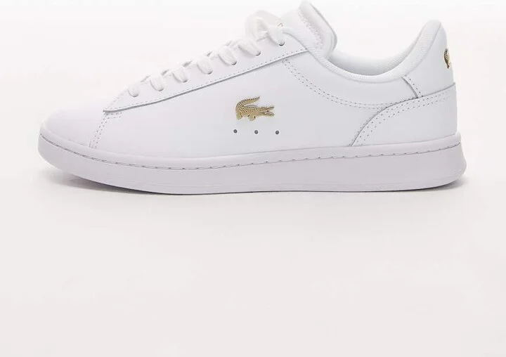 Lacoste carnaby set leather logo sneakers in white - Image 2