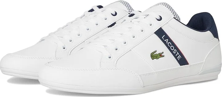 Lacoste Chaymon Sneakers Men's Shoes White/Navy/Red : 11 M, Textile/Leather