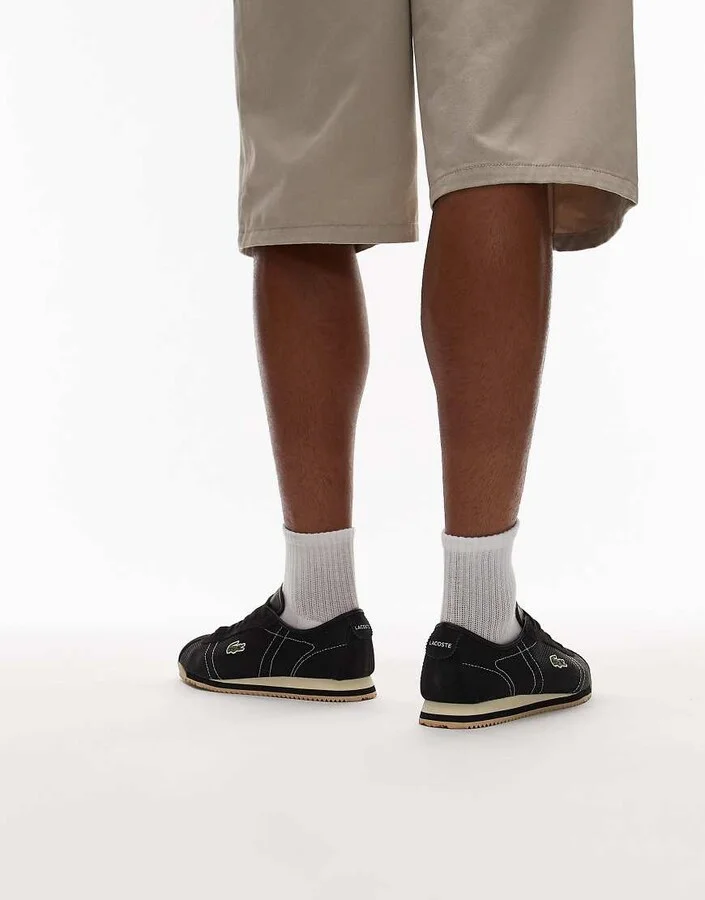 Lacoste club low top mesh sneakers in black - Image 3