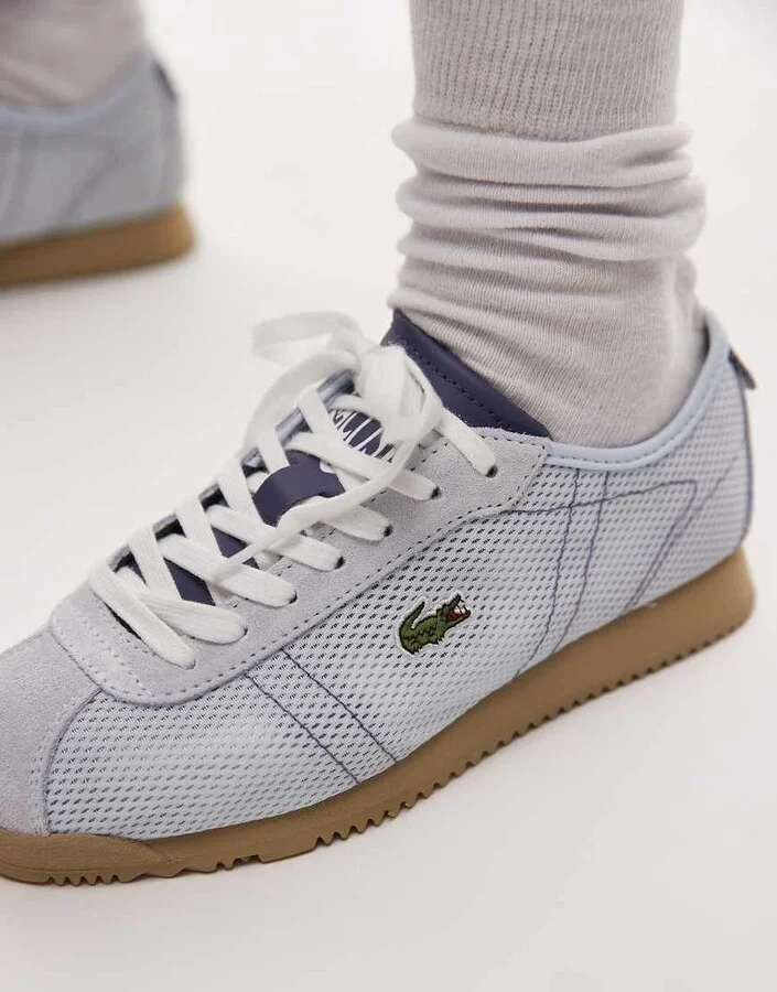 Lacoste club low top mesh sneakers in light blue - Image 4