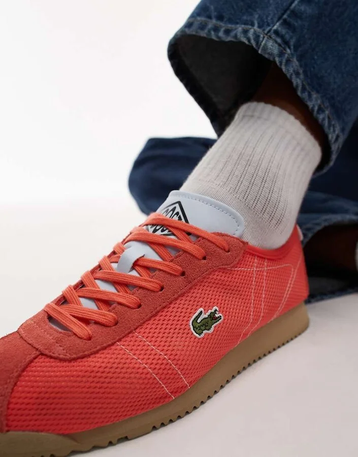 Lacoste club low top mesh sneakers in pink - Image 3