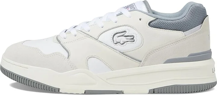 Lacoste Lineshot Leather Logo Sneakers Men's Lace-up Boots White/Grey : 13 M - Image 6