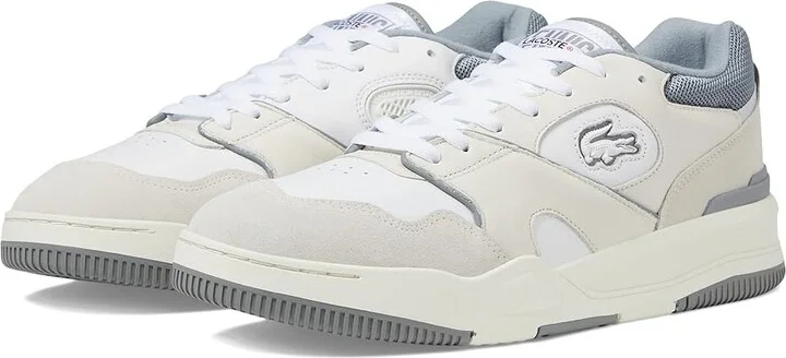 Lacoste Lineshot Leather Logo Sneakers Men's Lace-up Boots White/Grey : 13 M