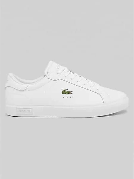 Lacoste Men's Powercourt Leather Lace-Up Sneakers White