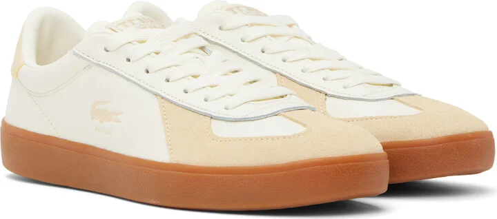Lacoste Off-White & Beige Baseshot Pro Leather Sneakers - Image 4