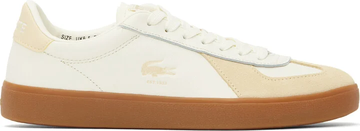 Lacoste Off-White & Beige Baseshot Pro Leather Sneakers