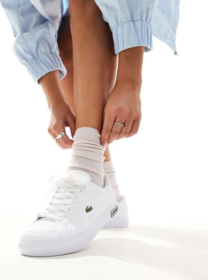 Lacoste powercourt sneakers in white - Image 3