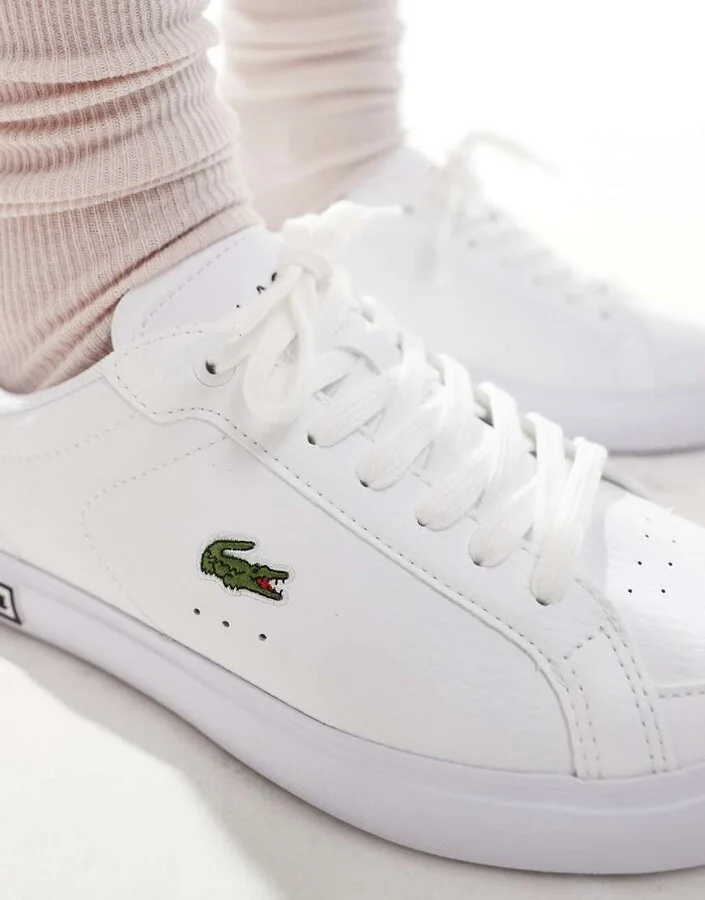 Lacoste powercourt sneakers in white - Image 4