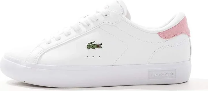 Lacoste powercourt sneakers in white/light pink - Image 2