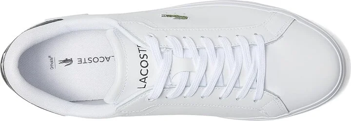 Lacoste Powercourt Sneakers Men's Shoes White/Dark Green : 9.5 D - Medium, Leather/Rubber - Image 2