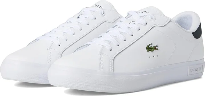 Lacoste Powercourt Sneakers Men's Shoes White/Dark Green : 9.5 D - Medium, Leather/Rubber