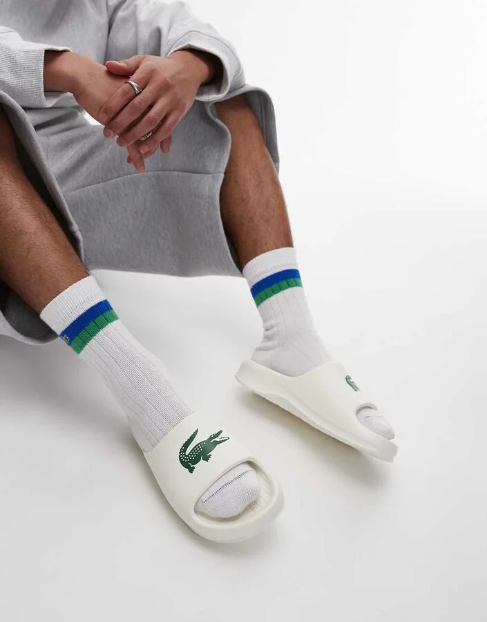 Lacoste Serve 2.0 Slides In Off White - Image 2