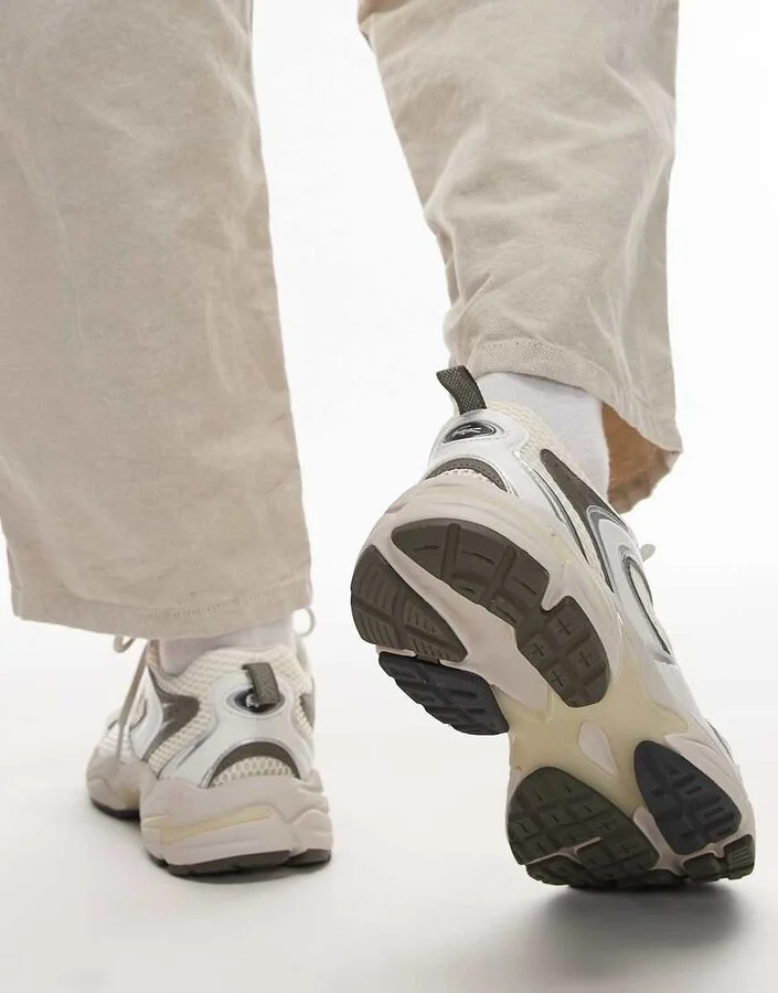 Lacoste storm 96 2K sneakers in off white/khaki green - Image 4