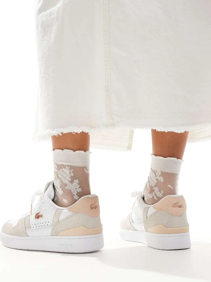 Lacoste T-Clip sneakers in white/light pink (blush pack) - Image 3