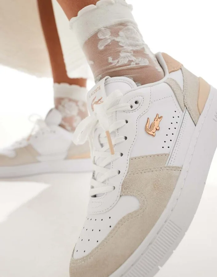 Lacoste T-Clip sneakers in white/light pink (blush pack) - Image 4