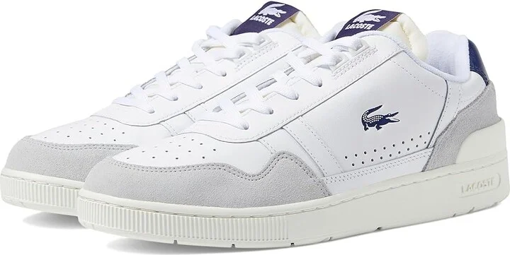 Lacoste T-Clip Sneakers Men's Shoes White/Navy : 7 M, Leather/Suede