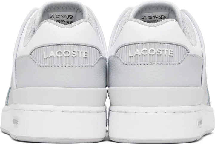 Lacoste White & Gray Court Cage Leather Sneakers - Image 2