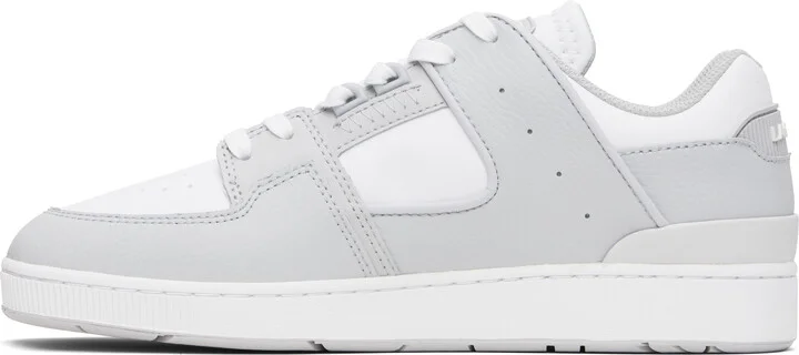 Lacoste White & Gray Court Cage Leather Sneakers - Image 3