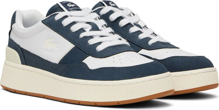 Lacoste White & Navy Ace Clip Premium Sneakers - Image 4