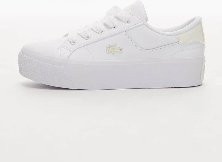 Lacoste ziane platform sneakers in white/pink - Image 2
