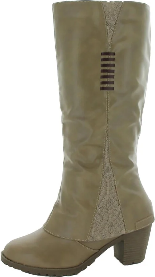 Lacy Lottie Womens Faux Leather Round Toe Knee-High Boots