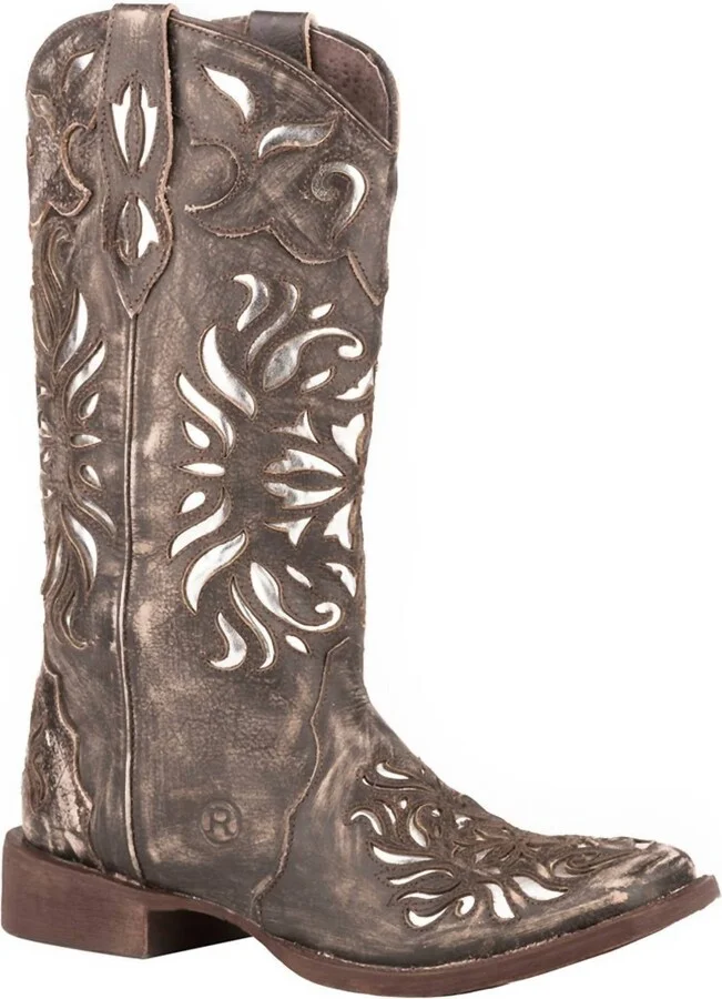 Ladies Belle Ii Sanded Leather Inlay Boots In Dark Brown