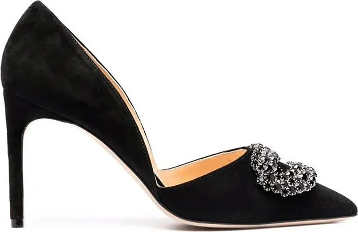 Ladies Black Daphne 90 Suede Pumps