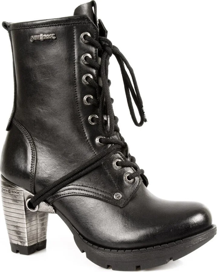 Ladies Black Leather Gothic Trail Boots- TR001-S1