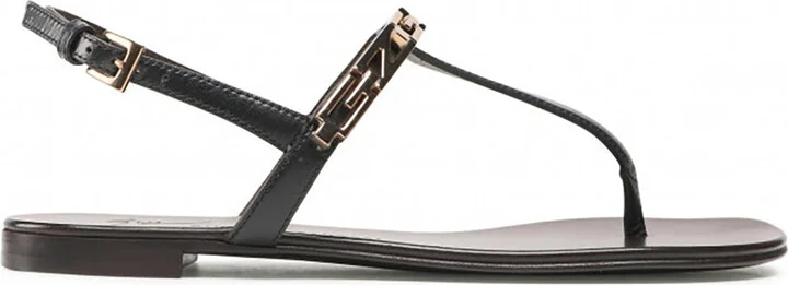 Ladies Black Musicaa Monogram Thong Sandals