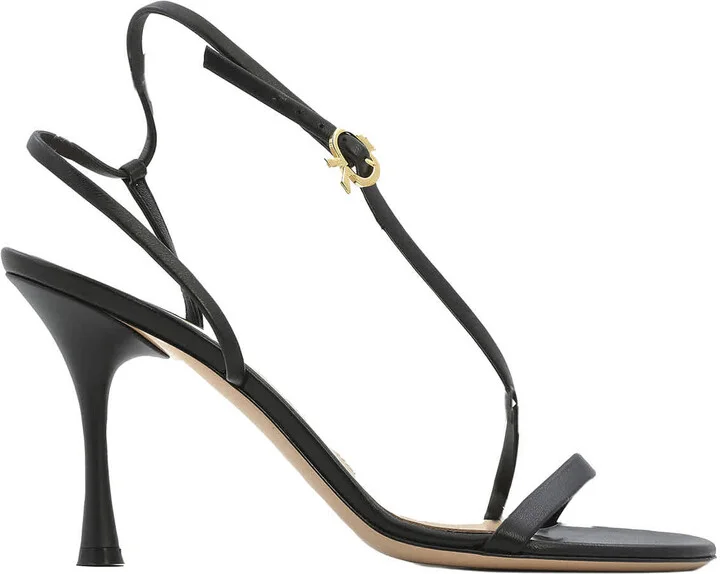 Ladies Black Nappa Ribbon Strappy Sandals