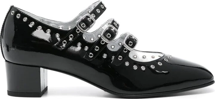 Ladies Black Patent Eyelet Leather Mary Jane