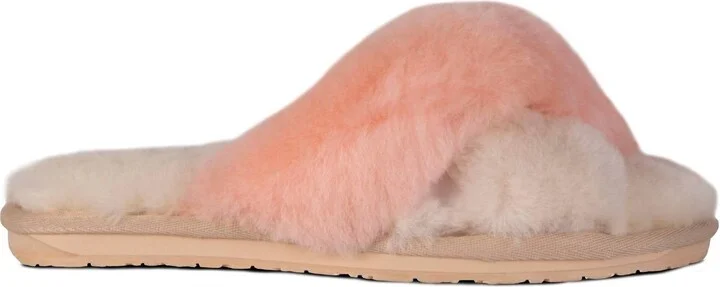 Ladies Duo-Tone Emma Sheepskin Slipper In Cream/peach