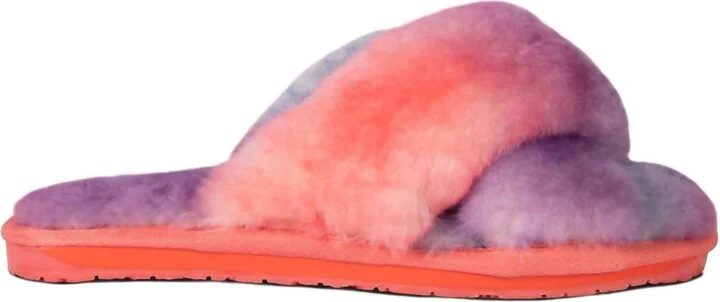 Ladies Duo-Tone Emma Sheepskin Slipper In Tie/dye
