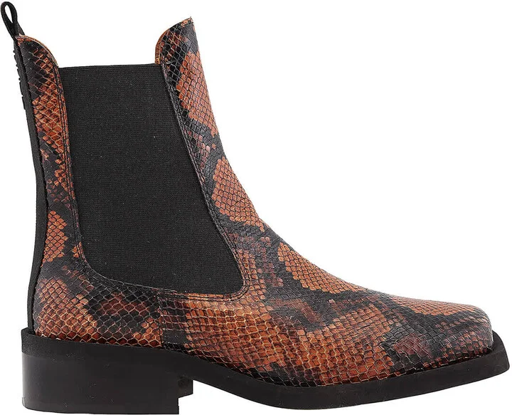 Ladies Embossed Snake Chelsea Boots
