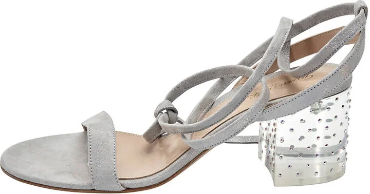 Ladies Grey 60 Suede Sandal