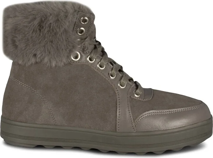 Ladies Jamie Fur Sneaker In Gray